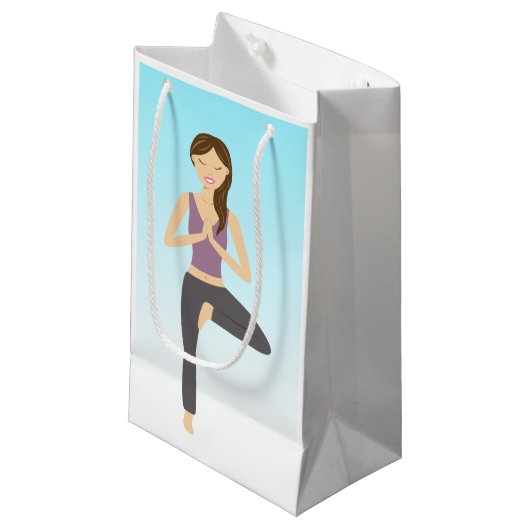 Yoga Woman in Boom Pose Klein Cadeauzakje (Voorkant Gekanteld)