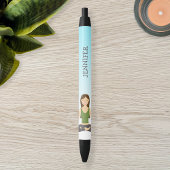 Yoga Woman in Lotus Pose and Custom Name Zwarte Inkt Pen