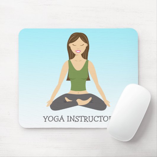 Yoga Woman in Lotus Pose and Yoga Instructor Text Muismat (Met muis)