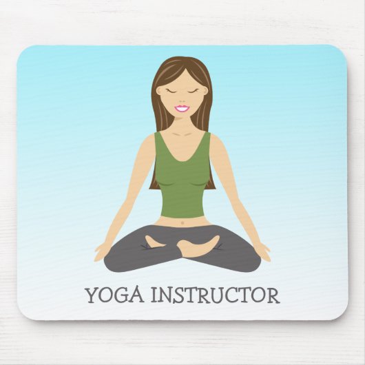 Yoga Woman in Lotus Pose and Yoga Instructor Text Muismat (Voorkant)