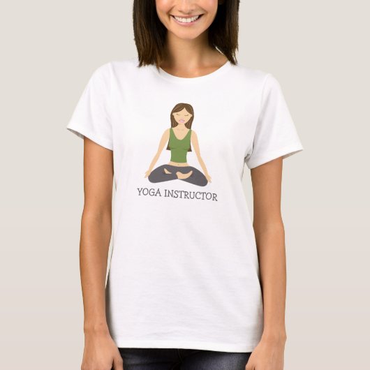 Yoga Woman in Lotus Pose and Yoga Instructor Text T-shirt (Voorkant)