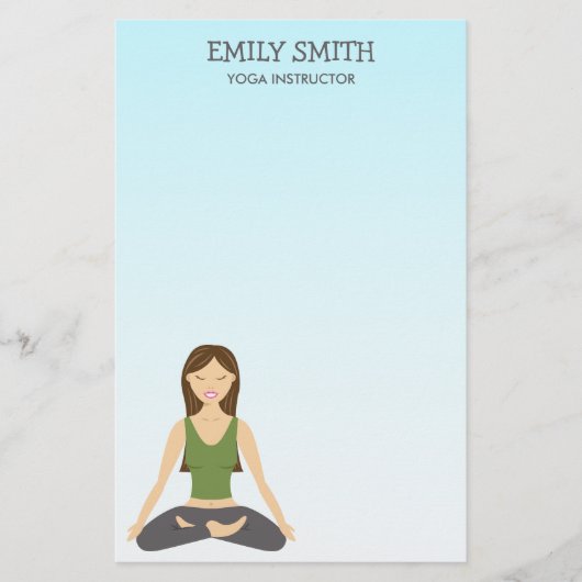 Yoga Woman in Lotus Pose Briefpapier (Voorkant)