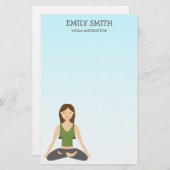 Yoga Woman in Lotus Pose Briefpapier (Voorkant / Achterkant)