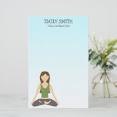 Yoga Woman in Lotus Pose Briefpapier (Staand voorkant)