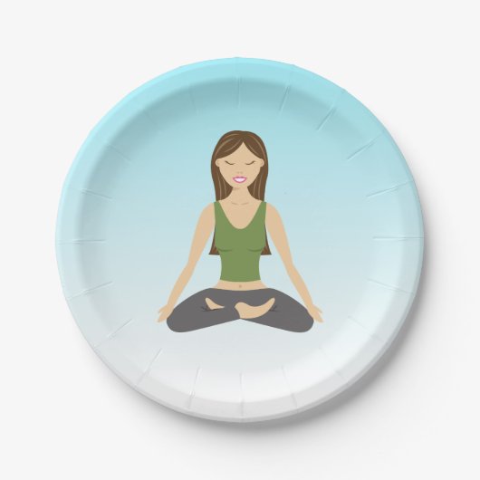 Yoga Woman in Lotus Pose Papieren Bordje (Voorkant)