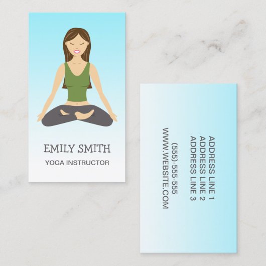 Yoga Woman in Lotus Pose Yoga Instructor Visitekaartje (Voorkant / Achterkant)