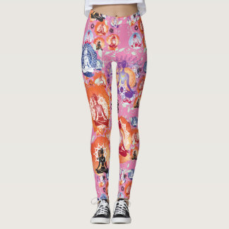 Yoga Woman in Meditation Pose Karma Pink Leggings