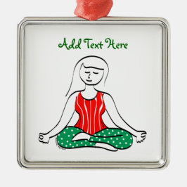 Yoga Woman in Seated Pose Kerstmis Metalen Ornament