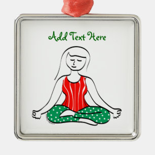 Yoga Woman in Seated Pose Kerstmis Metalen Ornament