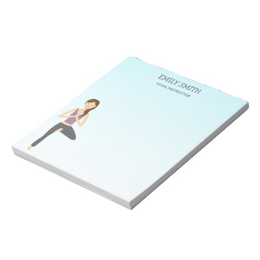 Yoga Woman in Tree Pose en Yoga Instructor Text Notitieblok (Linkerzijde)