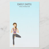 Yoga Woman in Tree Pose Yoga Instructor Briefpapier (Voorkant)