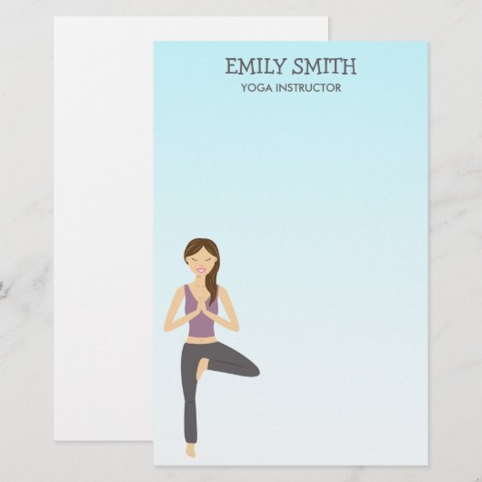 Yoga Woman in Tree Pose Yoga Instructor Briefpapier (Voorkant / Achterkant)