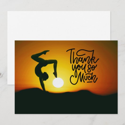 Yoga Women on Sunset Background - Hartelijk dank Bedankkaart (Voorkant / Achterkant)