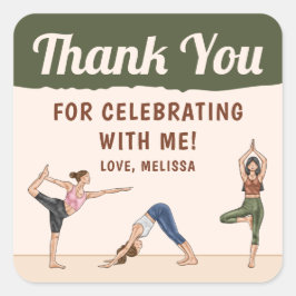 Yoga Women Stretching Yoga Birthday Thank You Vierkante Sticker