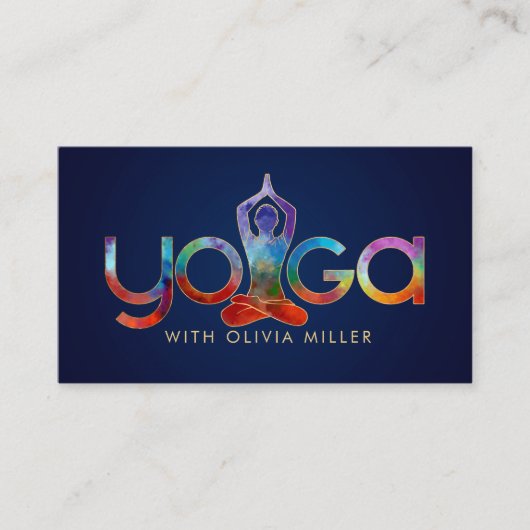 Yoga Woord Kunst - Kleurrijke illustratie Visitekaartje (Voorkant)