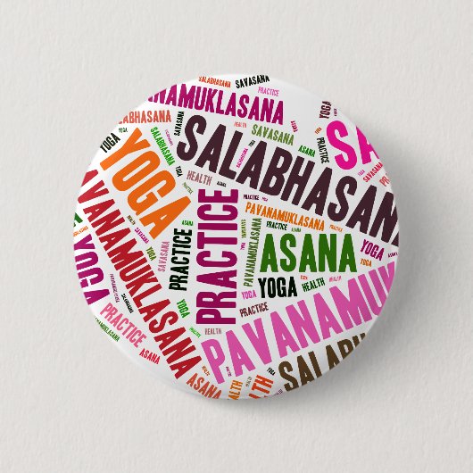 Yoga-woordontwerp Ronde Button 5,7 Cm (Voorkant)