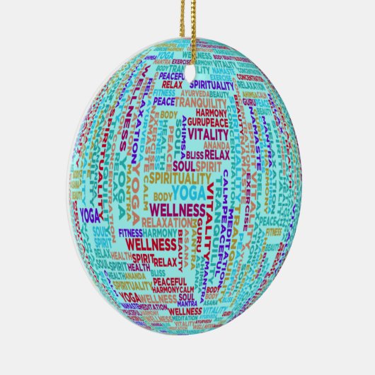 Yoga Word Cloud Ceramic Ornament (Rechts)