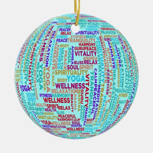 Yoga Word Cloud Ceramic Ornament (Voorkant)