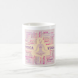 Yoga Word Cloud Pink en Gele Kleuren Koffiemok