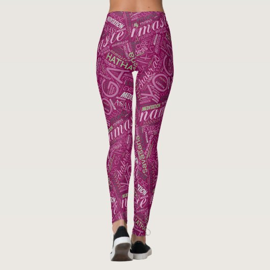 Yoga Word Cloud Plum/Green ID254 Leggings (Achterkant)