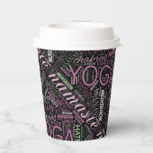 Yoga Word Cloud Plum/Green ID254 Papieren Bekers (Achterkant)