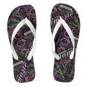 Yoga Word Cloud Plum/Green ID254 Teenslippers (Voetbed)