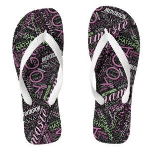 Yoga Word Cloud Plum/Green ID254 Teenslippers