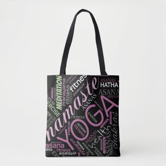 Yoga Word Cloud Plum/Green ID254 Tote Bag (Voorkant)