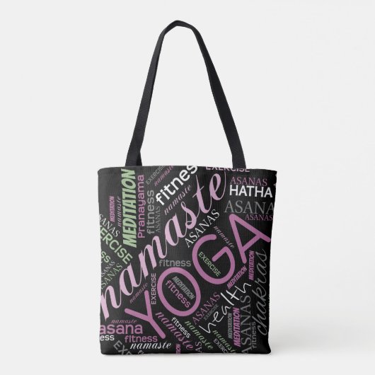 Yoga Word Cloud Plum/Green ID254 Tote Bag (Achterkant)