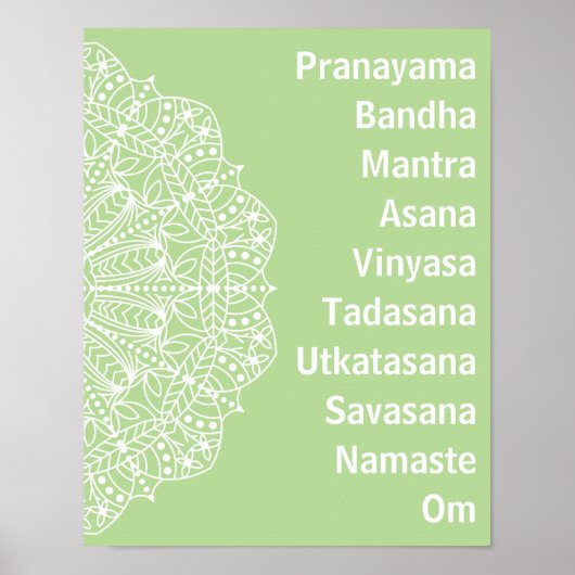 Yoga Words White Mandala Poster (Voorkant)