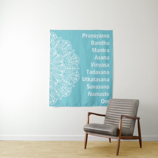 Yoga Words White Mandala Wandkleed (In situ)