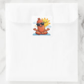 Yoga Worstje Vierkante Sticker (Tas)