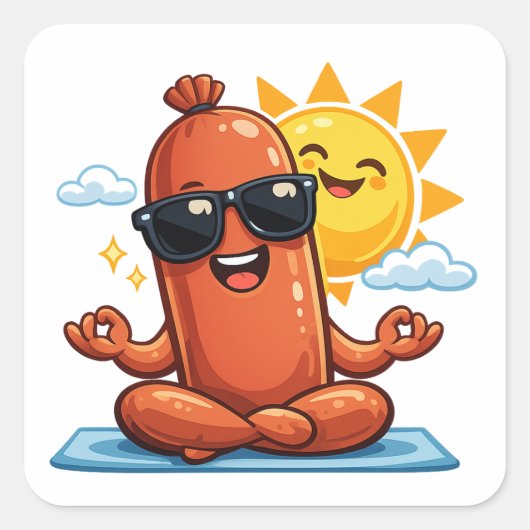 Yoga Worstje Vierkante Sticker (Voorkant)