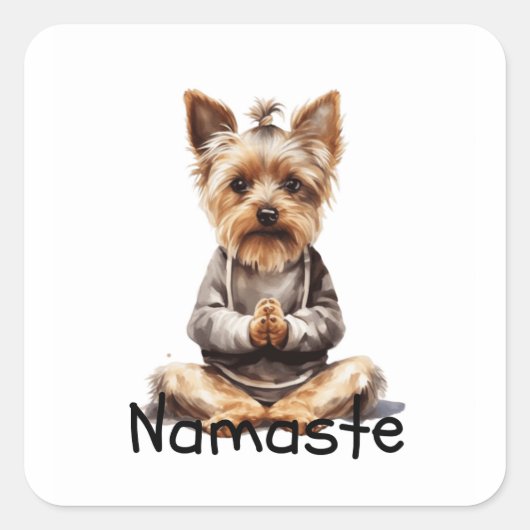 Yoga Yorki Vierkante Sticker (Voorkant)
