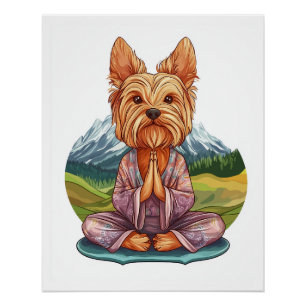 Yoga Yorkie � Grappige Mediterende Hond Perfect Poster