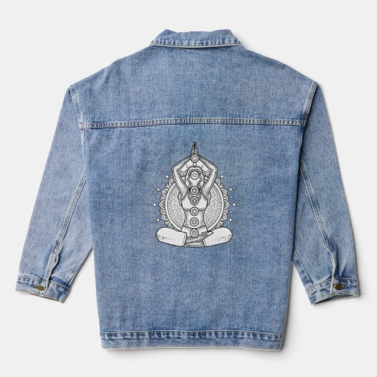 Yoga Zen Chakra symbool Denim Jacket (Achterkant)