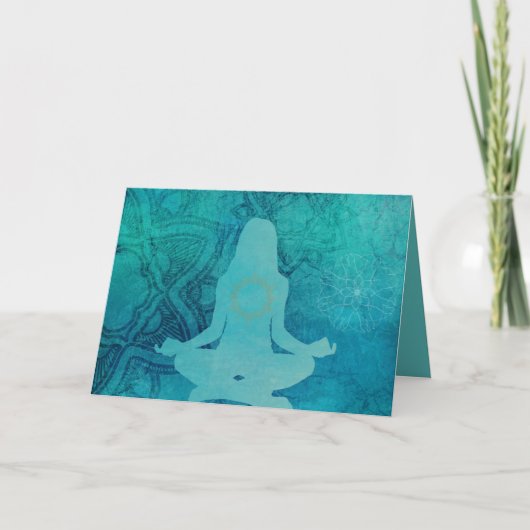 Yoga & Zen Meditatie Blauw Silhouet Kaart (Voorkant)