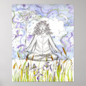 Yoga Zen Meditation Wild Iris Flowers Poster (Voorkant)