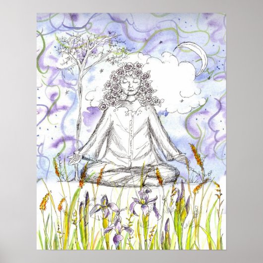 Yoga Zen Meditation Wild Iris Flowers Poster (Voorkant)