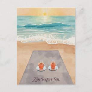 Yoga zen voor tienen aan het strand  briefkaart