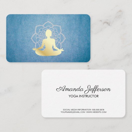 Yoga Zittende Lotus Leren Mandala Patroon Visitekaartje (Voorkant / Achterkant)