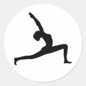Yoga Zwart Silhouet Vrouw Posing Ronde Stickers (Voorkant)