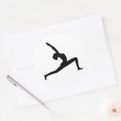 Yoga Zwart Silhouet Vrouw Posing Ronde Stickers (Envelop)