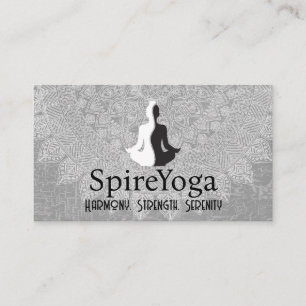 Yoga Zwart Wit Logo Mandala Pattern Visitekaartje