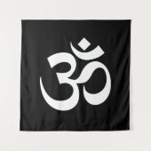 Yoga zwart wit Om Hindoe Boeddhist Symbool Wandkleed (Voorkant)