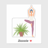 Yogaboom pose plant in pot doorzichtige sticker (Vel)