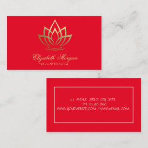 Yogadocent, Rood, Gouden Lotus Visitekaartje