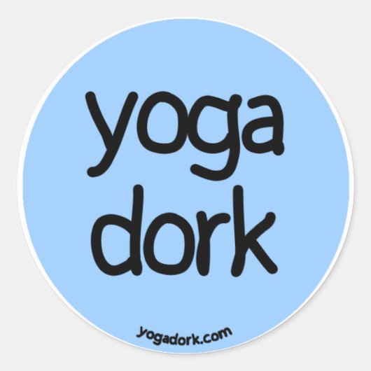 Yogadork sticker rond blauw (Voorkant)