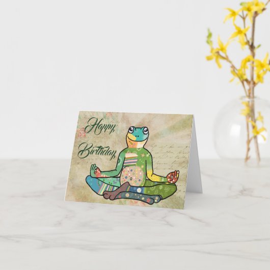 Yogafrosch Kaart (Gele Bloem)