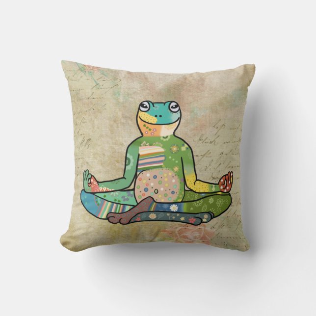 Yogafrosch Kussen (Voorkant)